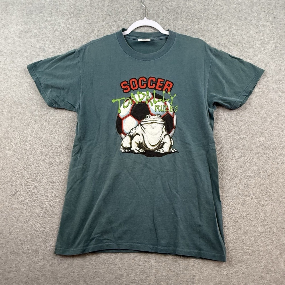 Vintage Lifeforms Shirt Mens M Teal Toad Soccer Funny Frog Graphic 90s Tee‎
